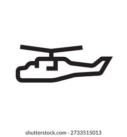 attack helicopter black line icon. Vector isolated element. Minimal clean icons for apps and websites.