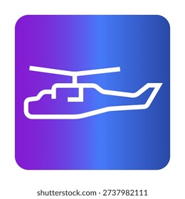 attack helicopter black line icon. Vector isolated element. Minimal clean icons for apps and websites.