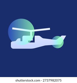 attack helicopter glassmorphism illustration. Transparency blur elements. Ui layered design. Vector isolated element. 