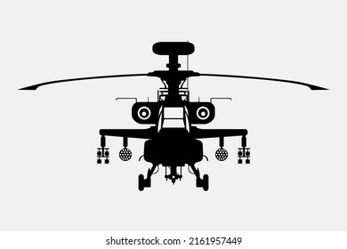 Ataque el helicóptero Silhouette, Ilustración del vector de armas del ejército.