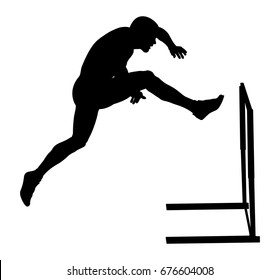 attack hurdles male athlete runner black silhouette