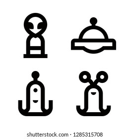attack icons set with alien and ufo vector set