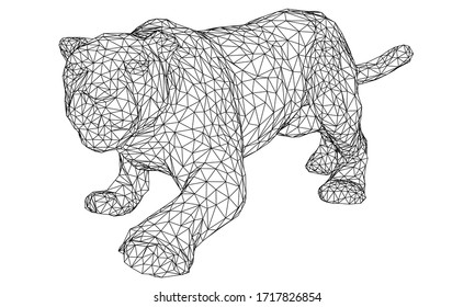 Attack leopard lines illustration. Abstract vector leopard on the white background