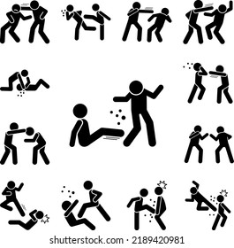 Attack men leg icon in a collection with other items