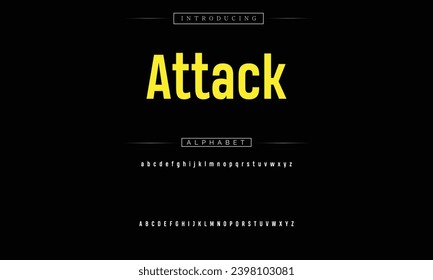 Attack Modern Bold Font. Sans Serif Font. Regular Italic Uppercase Lowercase Typography urban style alphabet fonts for fashion, sport, technology, digital, movie, logo design, vector