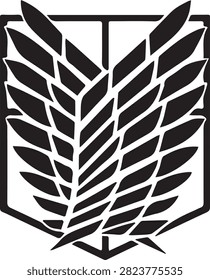 Attack On Titan Wings Of Freedom Scout Regiment Emblem Black And White Anime Vector Design