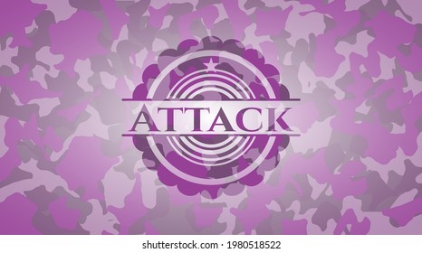 Attack pink camo emblem. Vector Illustration. Detailed. 