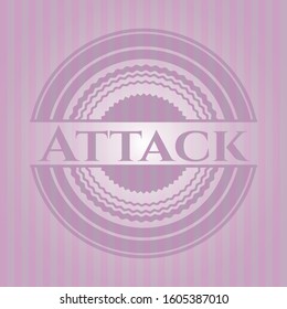 Attack pink emblem. Retro. Vector Illustration. Detailed.