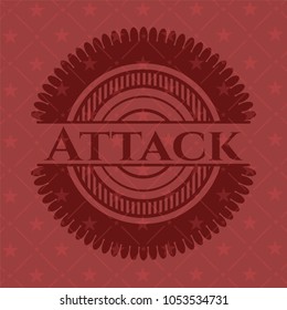 Attack retro style red emblem