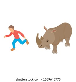 Attack rhinoceros icon. Isometric illustration of attack rhinoceros vector icon for web