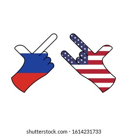 attack russia, peaceful usa color icon on white background