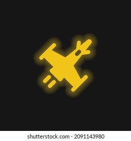 Attack Ship yellow glowing neon icon