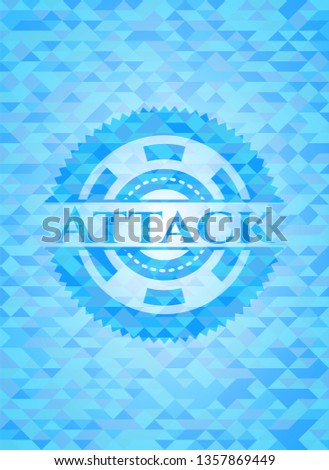 Attack sky blue emblem with triangle mosaic background