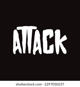 Attack text on black background.