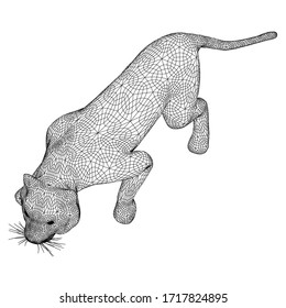 Attack tiger lines illustration. Abstract vector tiger on the white background