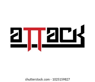 Attack Vector Lettering Design, Typography, Emblem, Design Concept