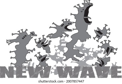 Anfall des Virus covid-19 neue Welle Delta-Illustration 