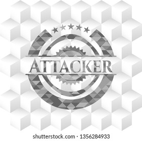 Attacker grey emblem with cube white background