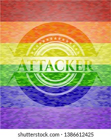 Attacker lgbt colors emblem. Vector Illustration. Mosaic.