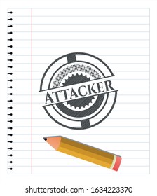 Attacker pencil emblem. Vector Illustration. Detailed.