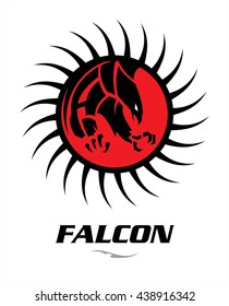 attacking black falcon with sharp big claw on the red circle tribal.