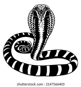 Attacking cobra with open mouth and protruding tongue. vector illustration for cutting vinyl and printing on t-shirts