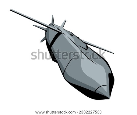 An attacking Storm Shadow cruise missile. Cruise missile strike. Isolated image for prints, poster and illustrations.