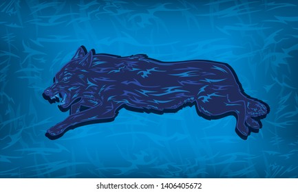 attacking wolf on an abstract background