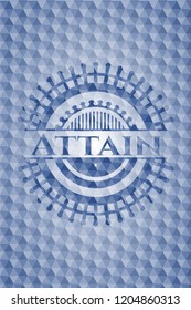 Attain blue badge with geometric background.