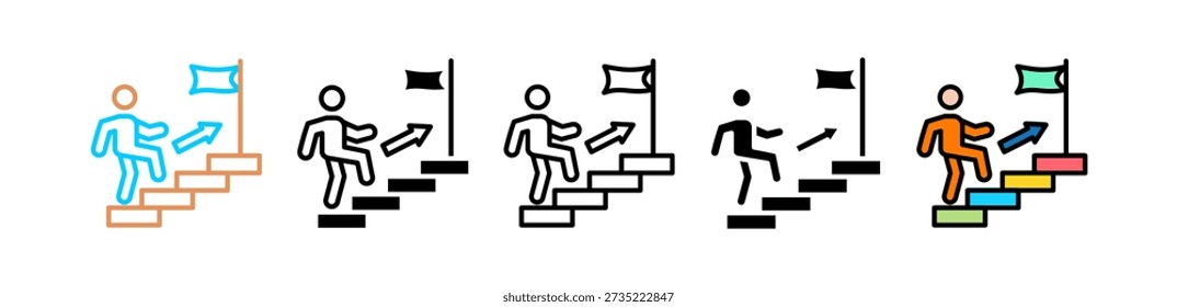 Attain Multiple Style Icon Set Illustration