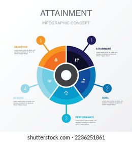 attainment, goal, performance, reward, objective icons Infographic design template. Creative concept with 5 steps