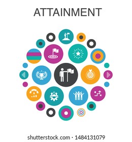 attainment Infographic circle concept. Smart UI elements goal, leadership, objective, teamwork icons