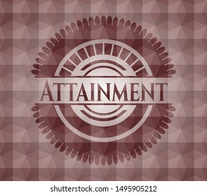 Attainment red emblem with geometric background. Seamless.