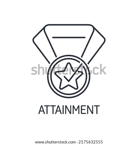 Attainment. Winning an award. Vector linear icon isolated on white background.