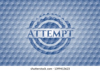 Attempt blue emblem or badge with abstract geometric polygonal pattern background. Vector Illustration. Detailed.