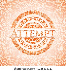 Attempt orange mosaic emblem with background