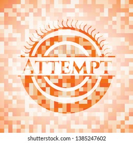 Attempt orange tile background illustration. Square geometric mosaic seamless pattern with emblem inside.