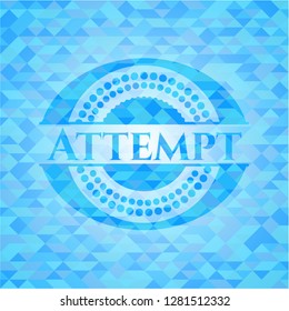Attempt sky blue emblem with triangle mosaic background