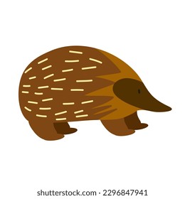 Attenboroughs long-beaked echidna seen in Side view - Flat style vector EPS