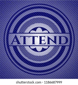 Attend badge with denim texture