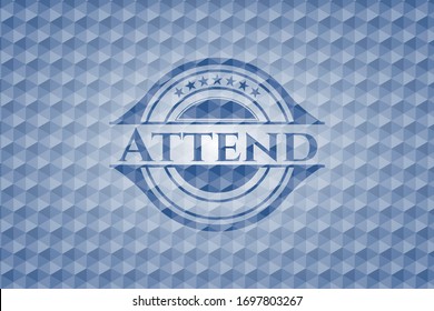 Attend blue polygonal badge. Vector Illustration. Detailed.