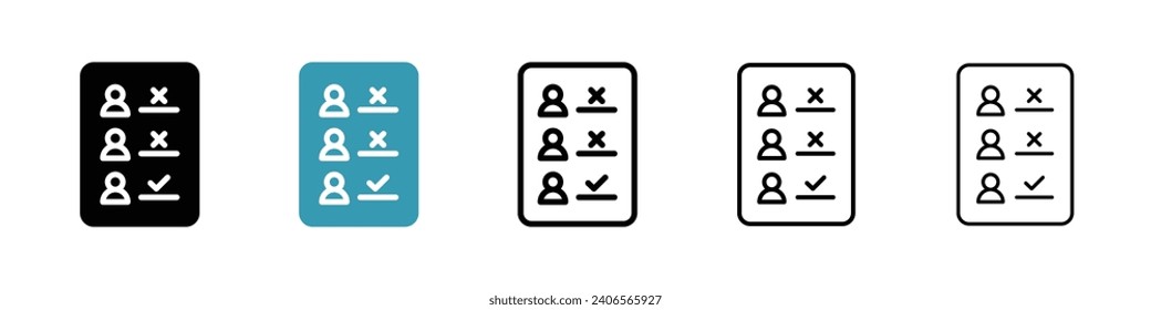 Asistir al conjunto de iconos vectoriales. Símbolo vector de informe de asistencia para diseños de interfaz de usuario.
