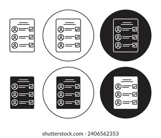 Attend vector illustration set. Attendance report vector icon in suitable for apps and websites UI designs.