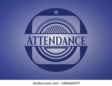 Attendance badge with jean texture. Vector Illustration. Detailed.