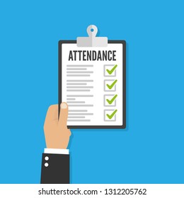 Attendance Concept Businessman Holding Checklist Vector Stock Vector ...