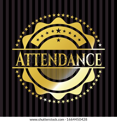 Attendance gold badge. Vector Illustration. Detailed.