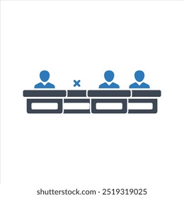 Icono de asistencia. Icono de estudiantes en el aula