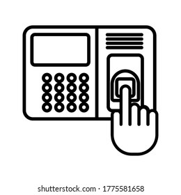 Attendance Machine Icon. Fingerprint Access Control Device. Vector Illustration