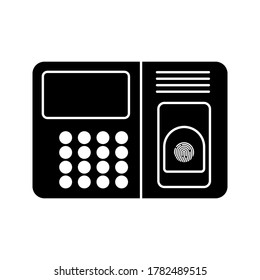 icono de la máquina de asistencia. Dispositivo de control de acceso de huellas digitales. ilustración vectorial