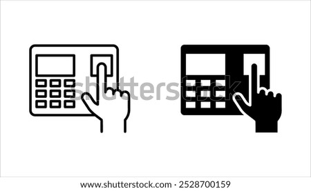 attendance machine icon set. fingerprint identification concept outline symbol design. vector illustration on white background